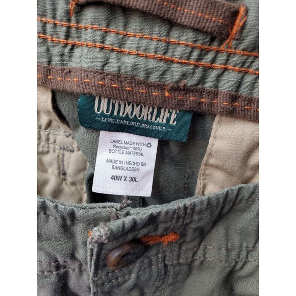 Outdoor Life Cargo Pants Mens Size 40 Green Mid Rise Comfort Pockets‎ Flat Front - Picture 7 of 8